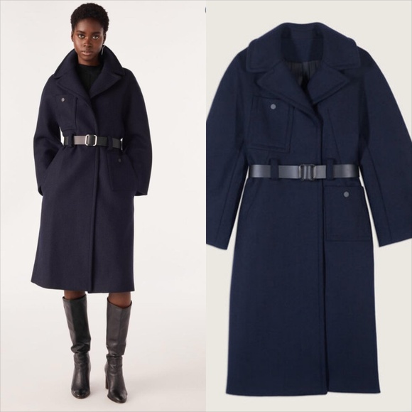 BA&SH haya belted navy wool blend coat FINAL PRICE - Picture 5 of 15